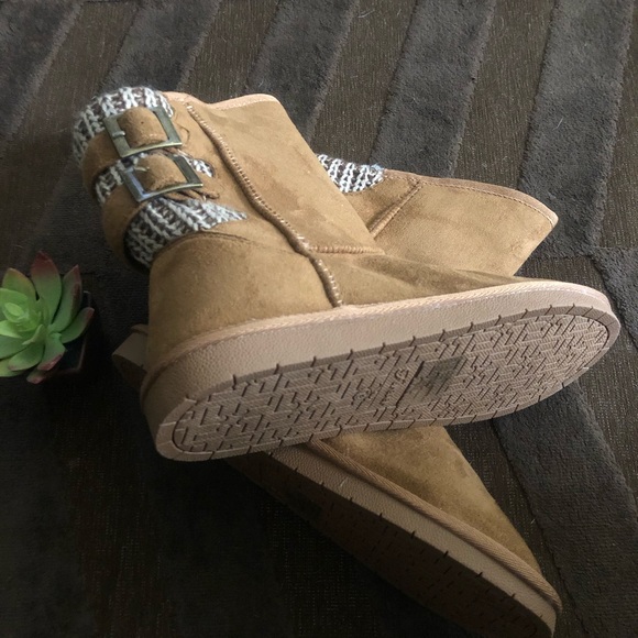 Brown Faux Suede & Knitt Boots - Picture 3 of 5